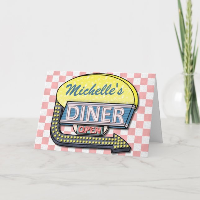 Carte Crée ton propre dîner Retro 50 personnalisé Signe  (Devant)