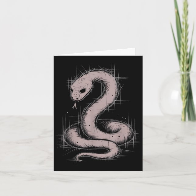 Carte Creepy Cute Goth Python Horror Snake Sketch Alt Ng (Devant)