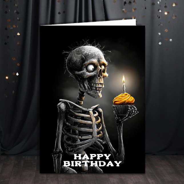 Carte Creepy Skeleton with Cupcake Birthday (Créateur téléchargé)