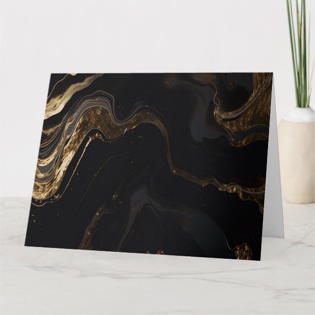 Carte Créez votre propre Black & Gold Abstrait personnal (Devant)