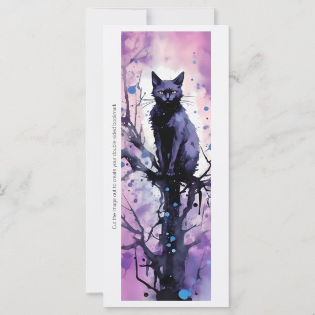 Carte Créez votre propre chat noir violet Signet magique (Devant)