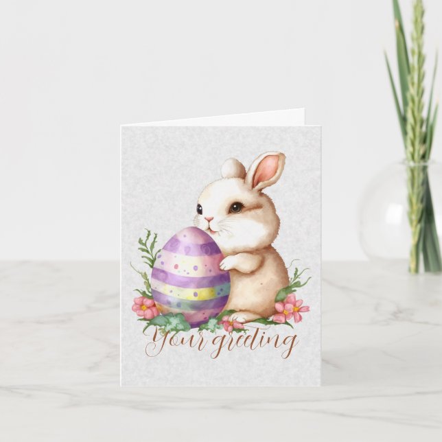 Carte Créez votre propre lapin et oeuf avec des Fleurs s (Devant)
