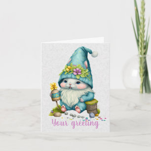 Carte Créez votre propre lapin gnome mignon et fleurs sa