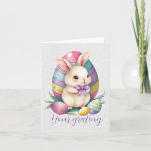 Carte Créez Votre Propre Lapin Mignon & Œufs Colorés