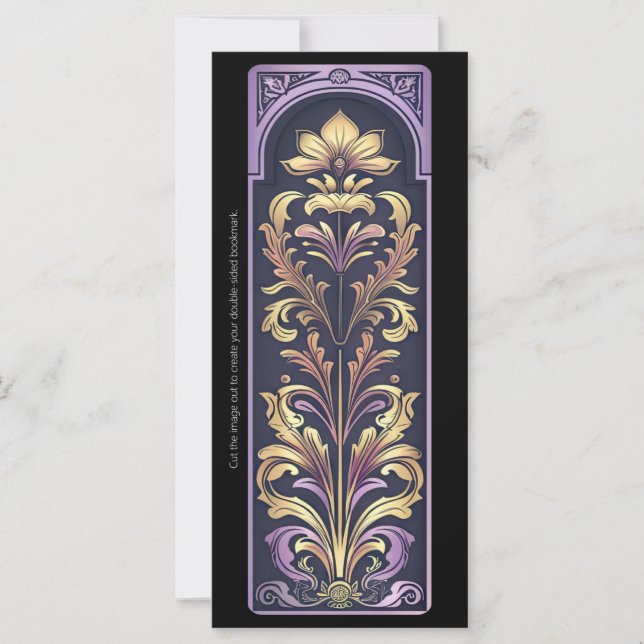 Carte Créez votre propre Signet Art déco d'or violet (Devant)