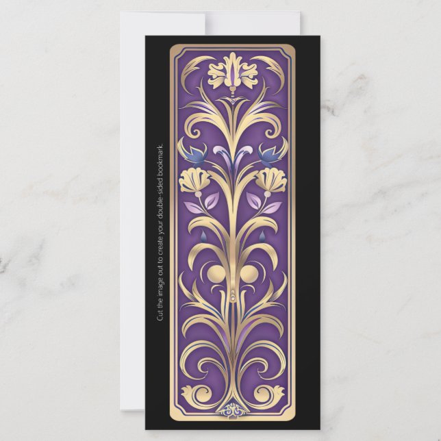 Carte Créez votre propre Signet Art déco violet d'or (Devant)