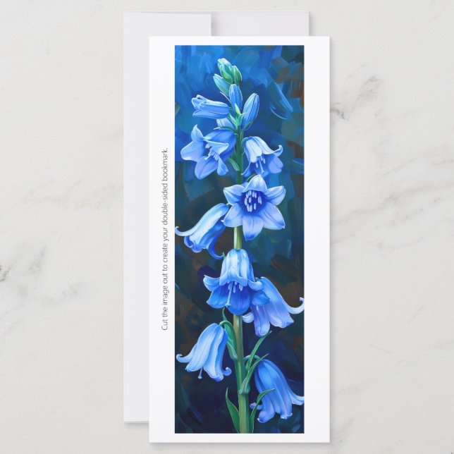 Carte Créez votre propre Signet de fleurs bleues peintes (Devant)