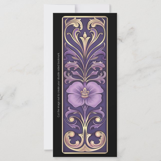 Carte Créez votre propre Signet Floral Violet Art Déco (Devant)