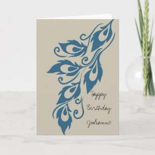 Carte Crème Bleue Peacock Plumes Anniversaire