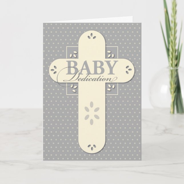 Carte Crème de dévouement de bébé et croix grise (Devant)