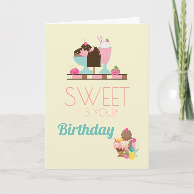Carte Crème glacée - Anniversaire doux (Devant)