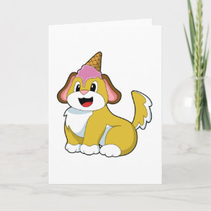 Carte Crème glacée Chien avec gaufre