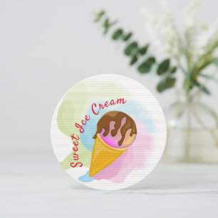 Carte Crème glacée douce colorée dans un cône
