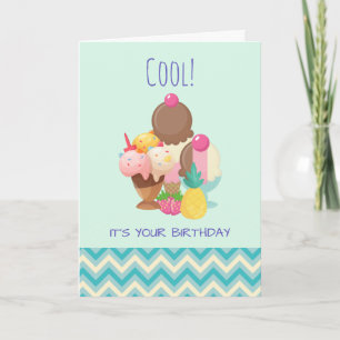 Carte Crème glacée Scoops avec arroses Anniversaire