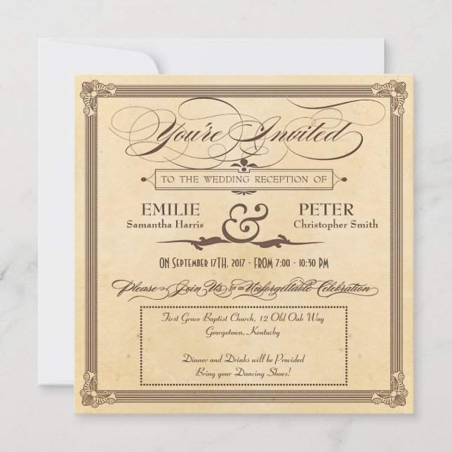 Carte Crème poster vintage et réception Brown uniquement (Devant)