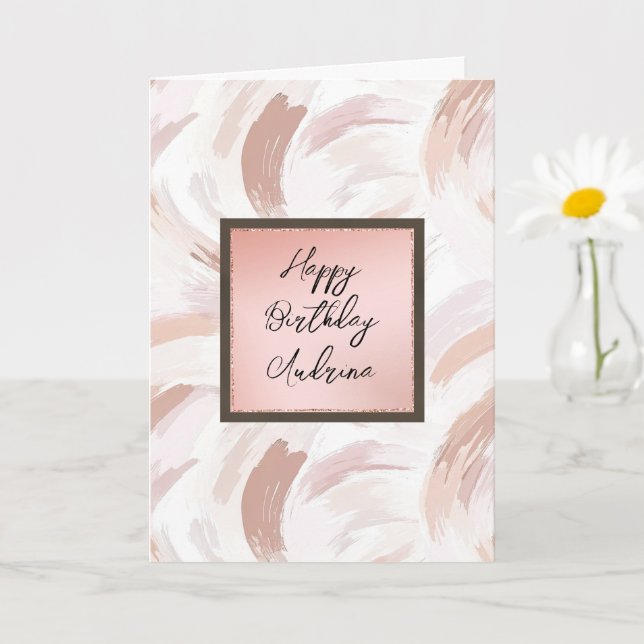 Carte Crème rose abstract pour anniversaire (Petite plante)