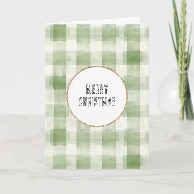 Carte Crème verte occidentale rayures plaid Noël (Devant)