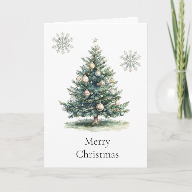 Carte Crème verte rustique Noëls de Noël Arbre de neige (Devant)
