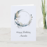 Crescent Bleu Lune aux fleurs blanches Anniversair