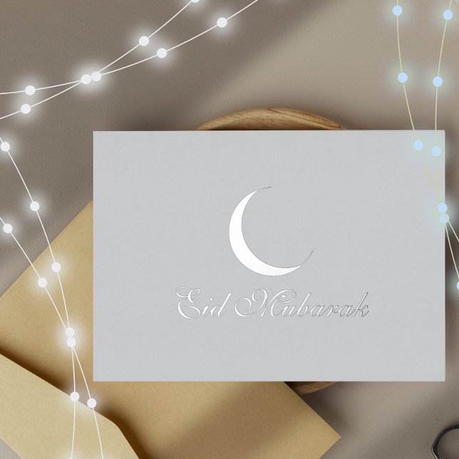 Carte Crescent Silver Foil Eid Moubarak (Créateur téléchargé)
