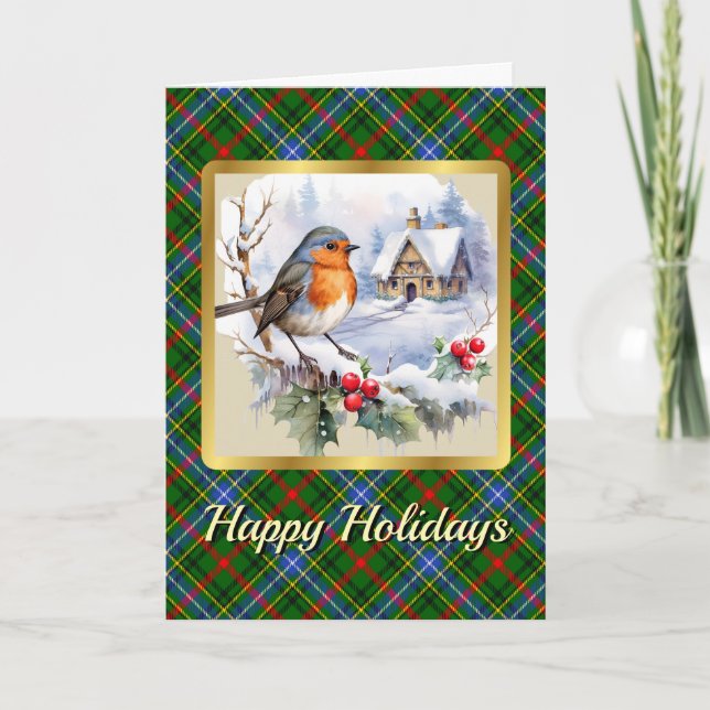 Carte Crest & Tartan Bisset avec Robin Personnalisé (Devant)