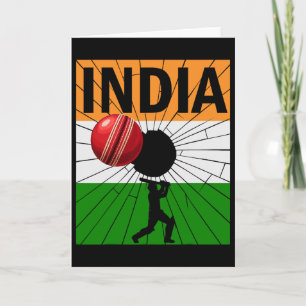 Carte Cricket indien avec coup de pinceau du drapeau ind