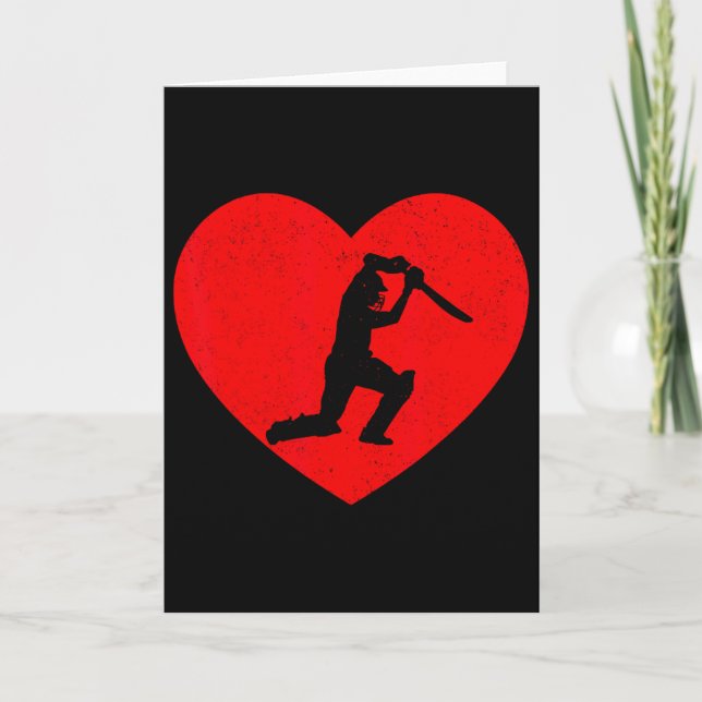 Carte Cricket Valentine Forme de coeur Amoureux de crick (Devant)