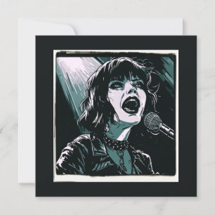 Carte Crie-le Fort Punk Rocker Rétro Vintage Sarcelle