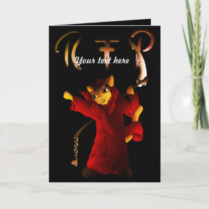 Carte Crimson Red Grim Reaper Cat