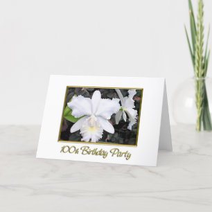 Carte Crisp White Orchids fête d'anniversaire 100