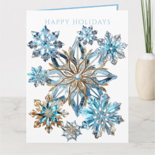 Carte Cristal bleu et flocons d'or