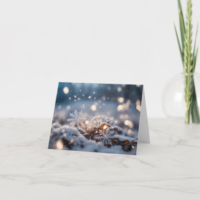 Carte cristaux de glace de flocon neige tomber Noël (Devant)