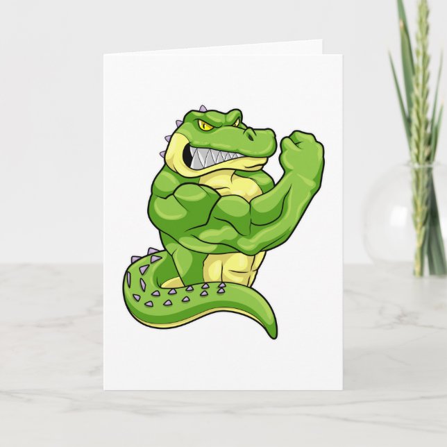 Carte Crocodile comme Bodybuilder avec de grands Muscles (Devant)