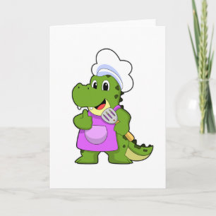 Carte Crocodile cuisinier avec spatule
