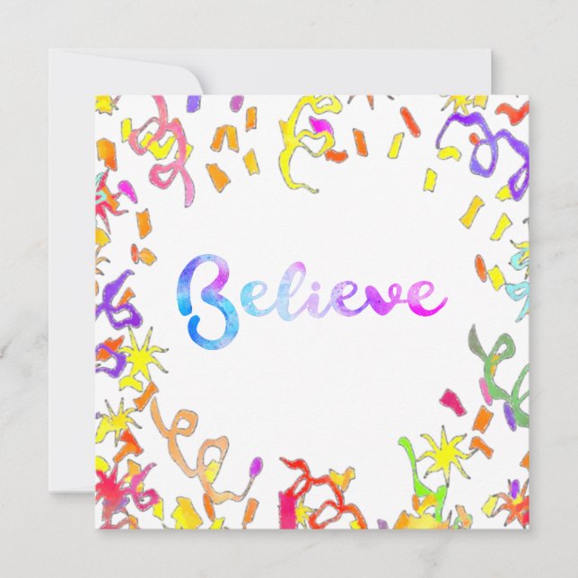 Carte Croire la typographie aquarelle Art Confetti (Devant)