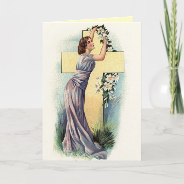 Carte croisée vintage religieuse de Pâques (Devant)