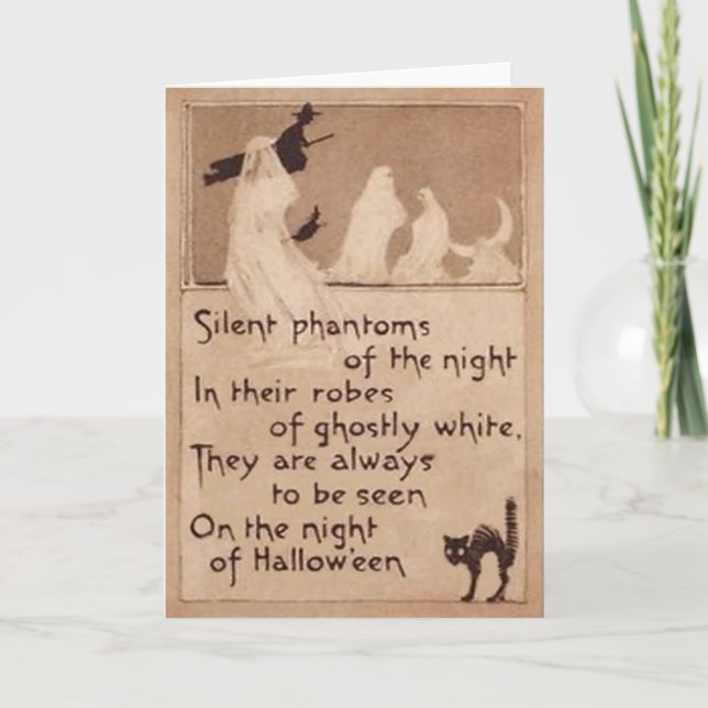 Carte Croissant de lune de chat noir de sorcière de (Devant)