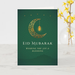 Carte Croissant de lune doré élégant pour un Eid Moubara