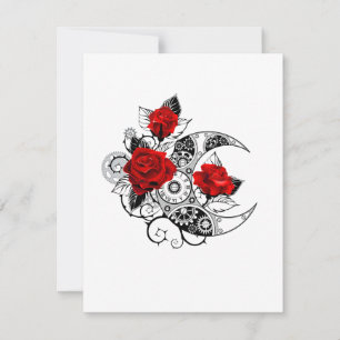Carte Croissant mécanique avec roses rouges