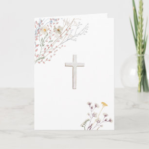 Carte Croix blanche fleur sauvage