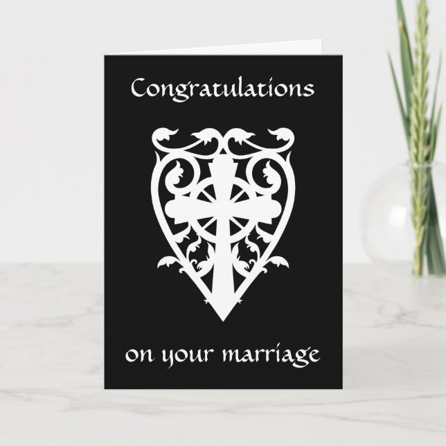 Carte Croix celtique gothique dans le coeur blanc félici (Devant)