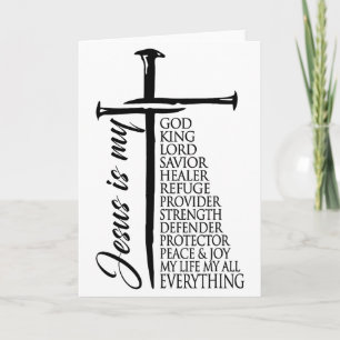Carte Croix chrétien Jésus-Christ est mon Dieu Roi Seign