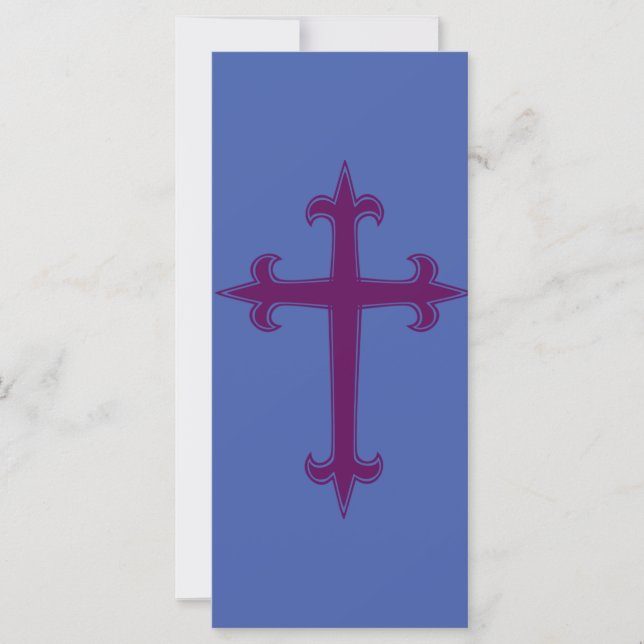 Carte Croix chrétienne pourpre (Devant)