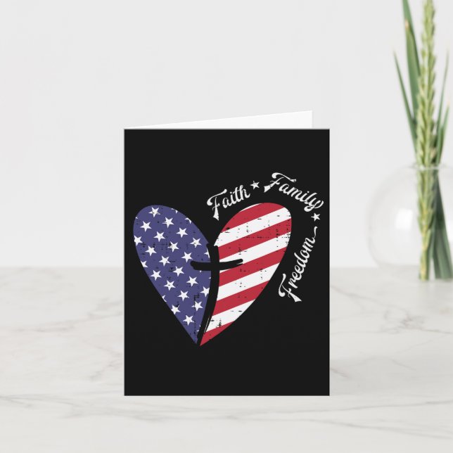 Carte Croix de foi Quatre 4 juillet Patriotique Chrétien (Devant)