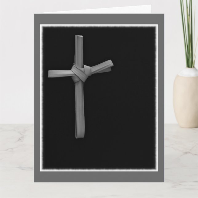 Carte Croix de Palme sur Noir, Minimaliste Religieux (Devant)