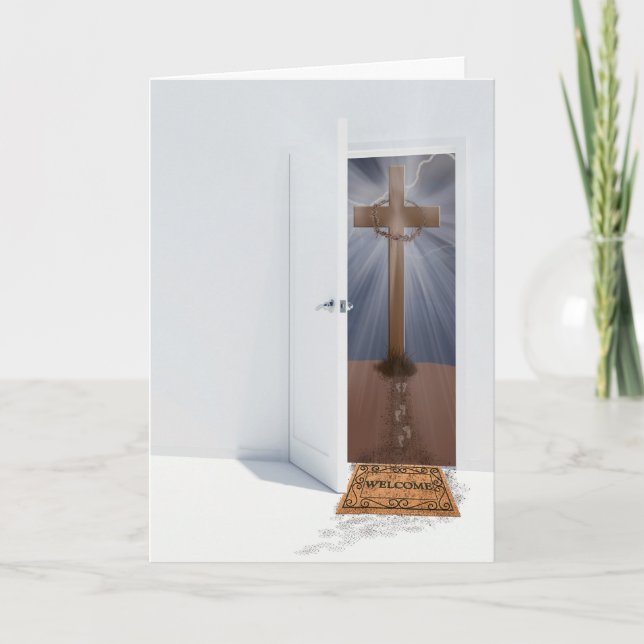 Carte Croix de Pâques sur la colline avec porte (Devant)