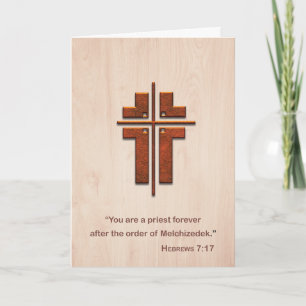 Carte Croix de Prêtre des Bénédictions sur Bois