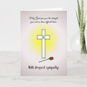 Carte Croix de sympathie chrétienne avec rosebud