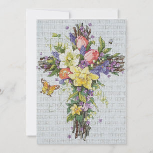 Carte Croix florale du printemps