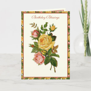 Carte Croix mariale des Roses Vintages religieux